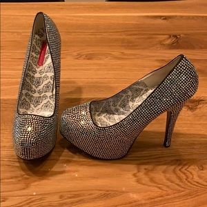 Size 11 (runs small) NEVER WORN rhinestone heels